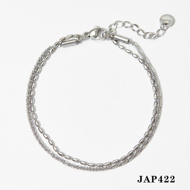 Set di gioielli da donna con catena a doppio strato di perline, collana, bracciale e cavigliera minimalisti in acciaio inossidabile, maglia leggera di lusso con perle di riso geometriche e fiori_voghion.com