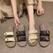 Flat For Women 2025 Summer New Slip-On Lazy Versatile Outdoor Belt Buckle Beach Sandals_voghion.com