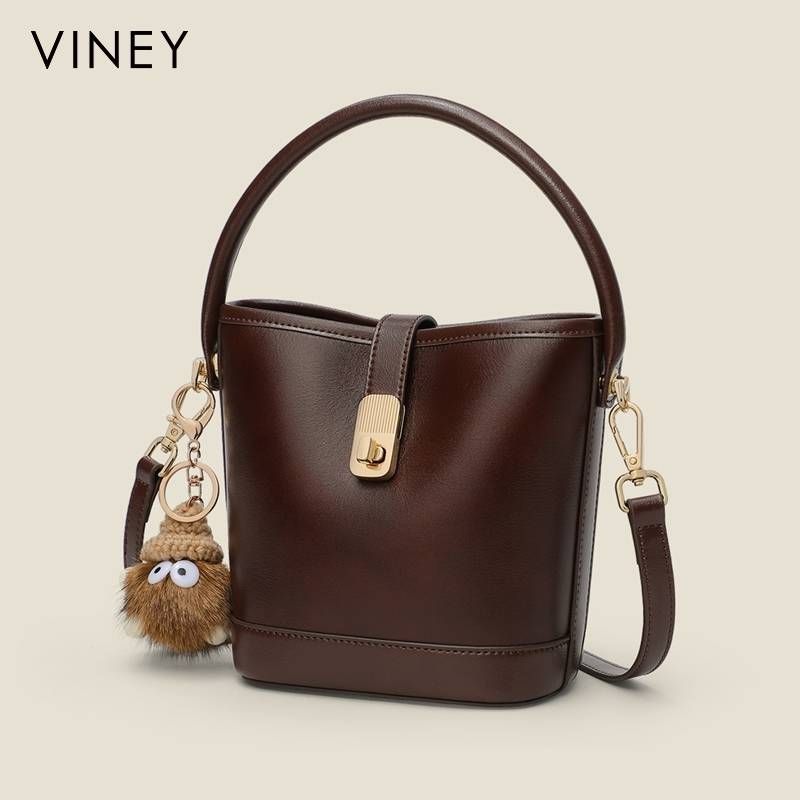 Viney Bucket Bag 2025 Neue Sommertasche aus echtem Leder für Damen, Schultertasche, Umhängetasche, Handtasche, Retro-Pendlertasche_voghion.com