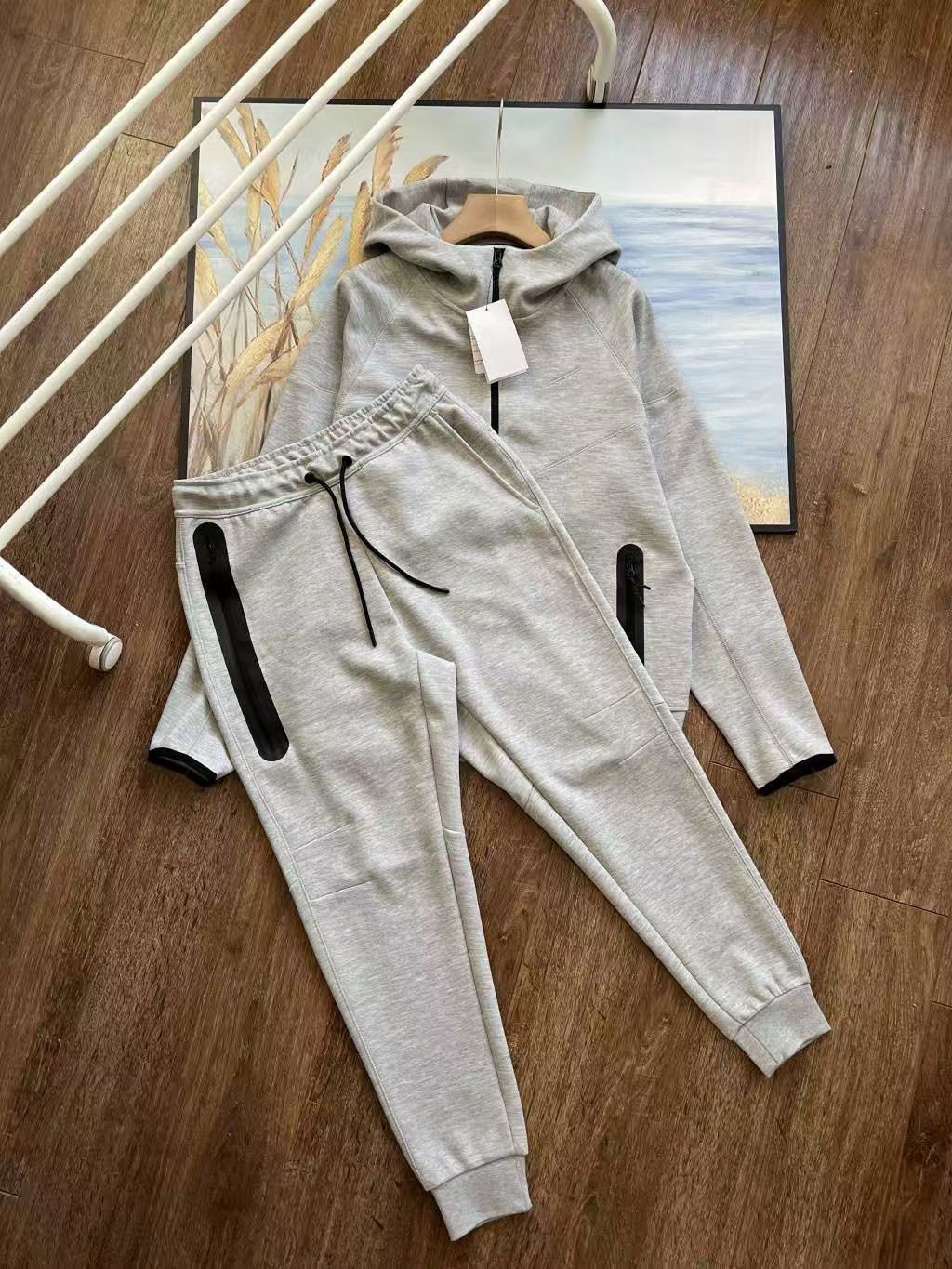 Men's Air Layer Cotton Casual Sports Jacket And Pants Set 922--002_voghion.com