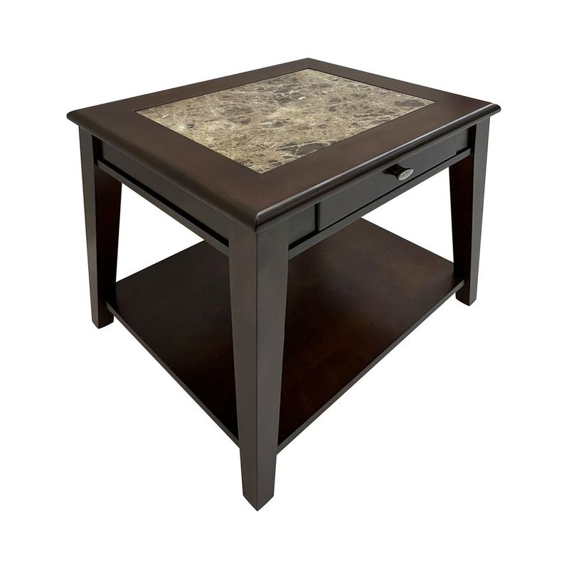 Classic Design Cherry Finish Wooden End Table With Drawer And Bottom Shelf 1pc Living Room Furniture Side Table_voghion.com