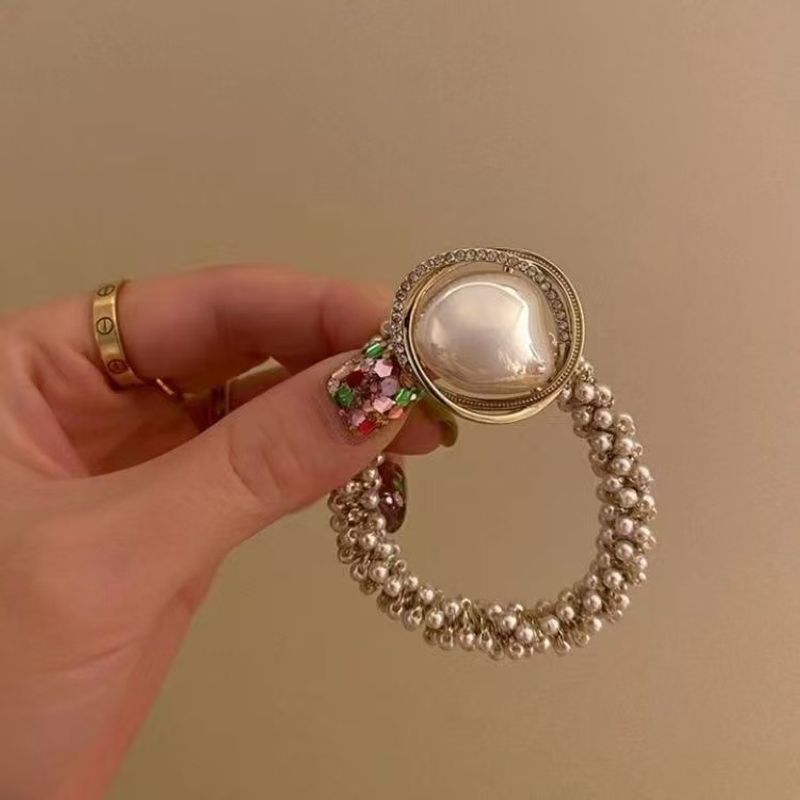 Korean Version Of Heavy Industry Pearl Temperament Headrope Women's New Internet Celebrity Ponytail Ins Style Light Luxury Hair Band Hair Accessories_voghion.com