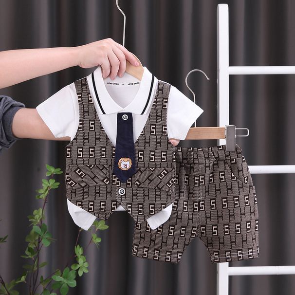 Boys Summer Suit Boys Handsome Pullover Short Sleeved Two Piece Suit Stylish Children Baby Dress Suit_voghion.com