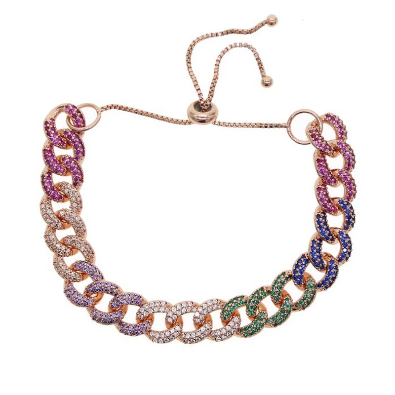 Pulsera de cadena cubana con circonitas de colores estilo hip hop Ins New_voghion.com