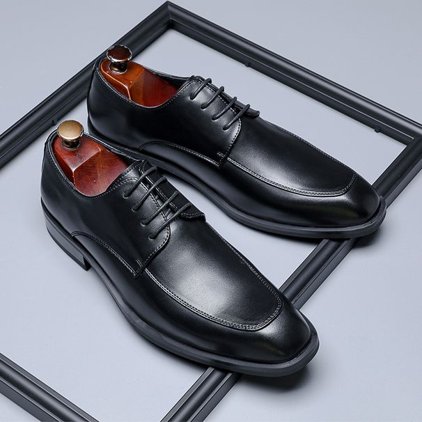 Frühlingsmodische Business-Schuhe aus Leder, kleine runde Zehenpartie, lässige Schnürschuhe im Retro-Derby-Stil für Herren, geeignet für Hochzeiten, 24268-M_voghion.com