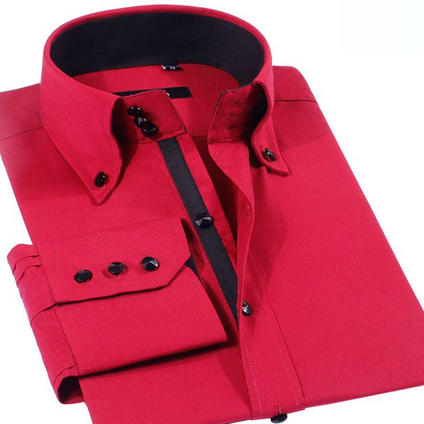 Ropa para hombre Camisa de manga larga con botones de cristal para hombre, nueva camisa de negocios informal de alta gama elástica y ajustada para primavera y otoño_voghion.com