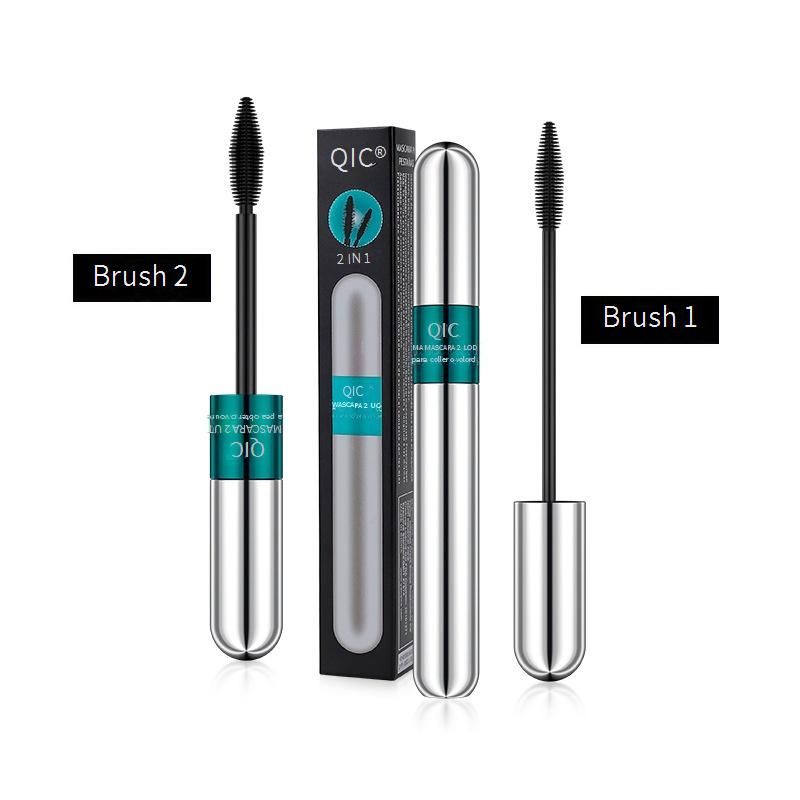 Skaistums Veselība QIC Qini Color Double Effect 4D skropstu tuša Ūdensizturīga, gari krokota dabīga bieza 2in1 skropstu tuša Ziemeļamerikas grims_voghion.com