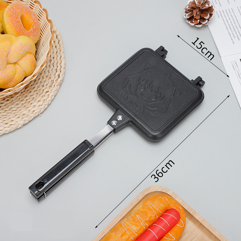 Square Sandwich Baking Pan Single Sided Cartoon Pattern Non Stick Pan Household Bread Toast Aluminum Frying Pan_voghion.com