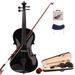 Ensemble de violon GV100 4/4 en bois massif – Fabrication allemande, finition noire, avec étui, archet, colophane, cordes, accordeur et épaulière (modèle S001)_voghion.com