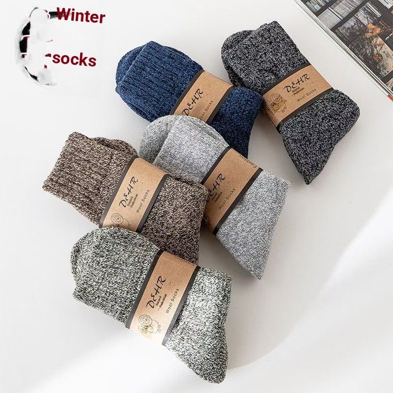 Calzini invernali in spugna spessa e calda, calzini da uomo in spugna parallela vintage, calzini da metà pavimento, calzini di cotone_voghion.com