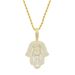 Collana Hip Hop Hamsa Palm Zircone Uomo Gioielli alla moda con diamanti_voghion.com