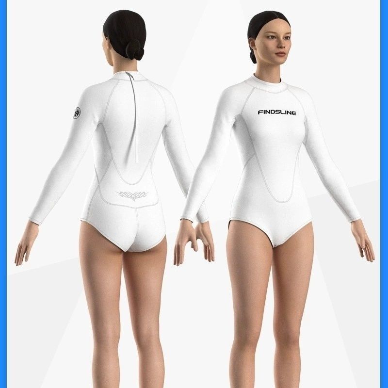 Warm CR Super Elastic Bikini Women's Surfing Long Sleeved Swimsuit, 2mm Protection, One-piece Diving Suit, Wet Clothes_voghion.com