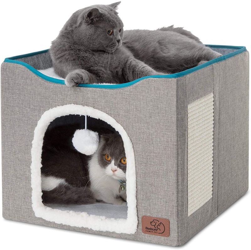 Taburete plegable de almacenamiento para interiores para mascotas, nido para perros y gatos_voghion.com