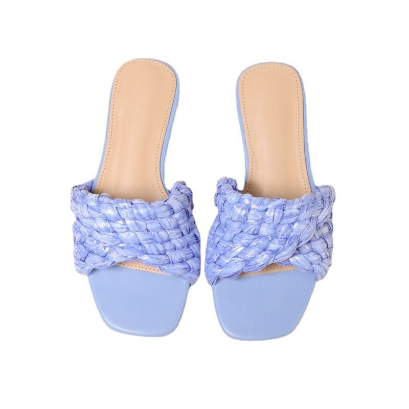 Tragen Sie stilvolle Strandschuhe, farbenfrohe, atmungsaktive, lässige, gewebte, flache Sandalen_voghion.com