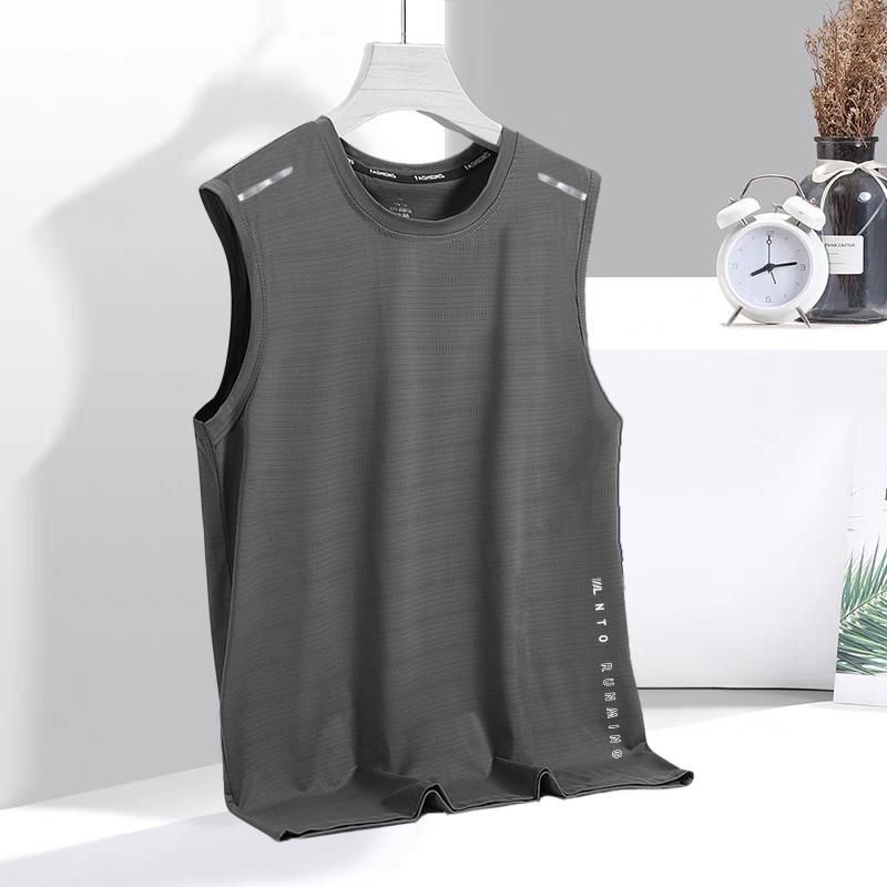 Nuevo chaleco deportivo de secado rápido para hombre, camiseta sin mangas de seda helada de verano holgada para entrenamiento físico, running, baloncesto americano_voghion.com
