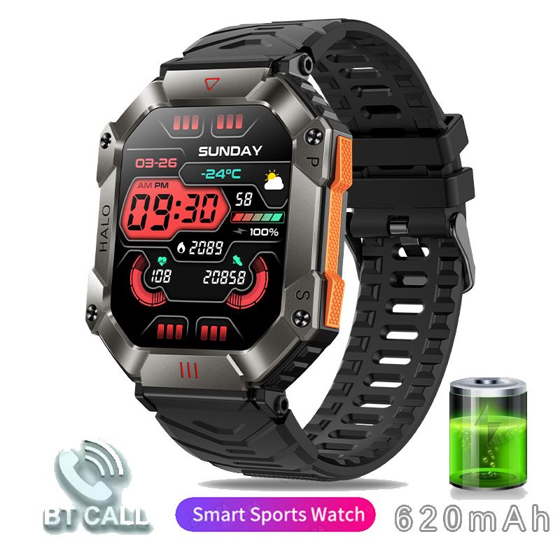 Smart Watch Full Touch Screen Sports Mode New Smart Watch Bluetooth Call Three Proof Outdoor Compass Real Time Pressure Needle KR80 Smart Watch_voghion.com