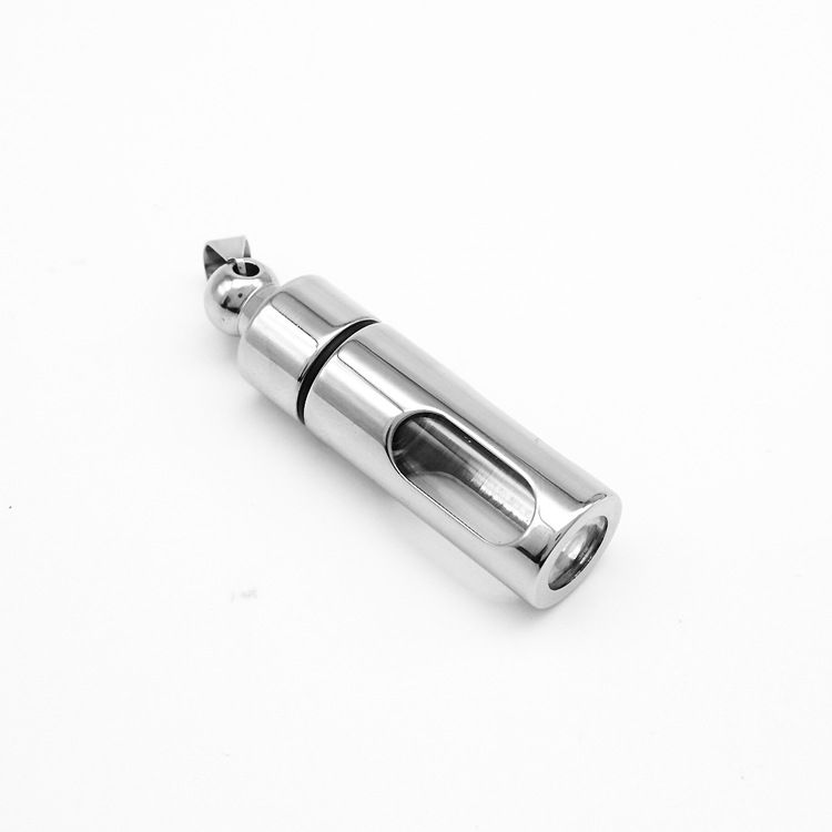Colar com pingente de aço titânio, frasco de vidro cilíndrico, perfume moderno, hip hop, estilo de rua, feminino_voghion.com