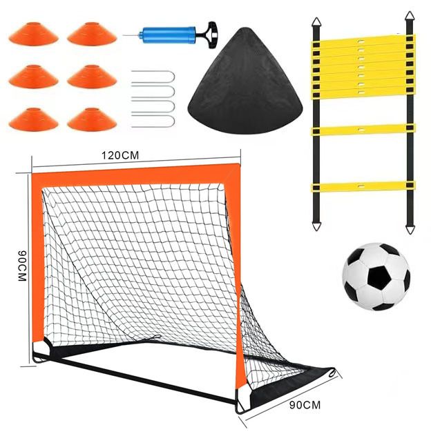 ​Kids Soccer Training Set - Portable Foldable Goal With Football Net For Indoor & Outdoor Play (Includes Ball & Pump)_voghion.com