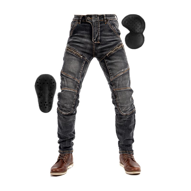 Motorcycle Kevlar Riding Pants With Dual Zippers, Stretch Denim Jeans For Men & Women, Slim Fit, All-Season Protection For Bike & Racing_voghion.com