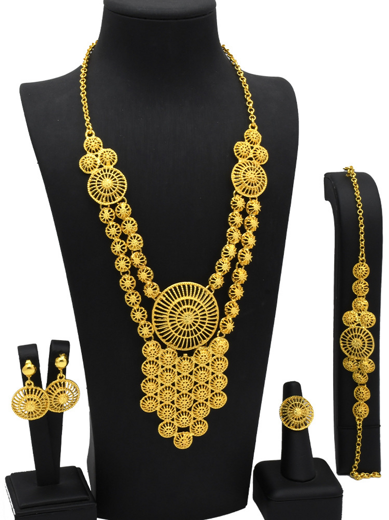 Fashion Accessories Women's simple long gold-plated jewelry set_voghion.com