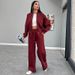 Women's Clothing Autumn and winter new solid color zipper cardigan sweatshirt women's fashion casual straight pants suit_voghion.com
