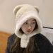 Cute Little Bear Children's Winter Thickened and Warm Ear Protection Plush Lace up Big Headband Knitted Woolen Hat_voghion.com