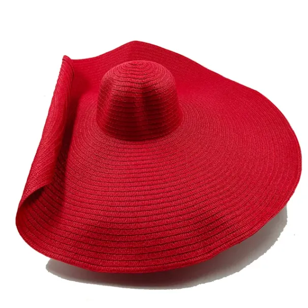 Neuheiten 25cm übergroße Krempe bunte modische Sonne ultradünne atmungsaktive Sommer Strand Reise Strohhut Gorras_voghion.com