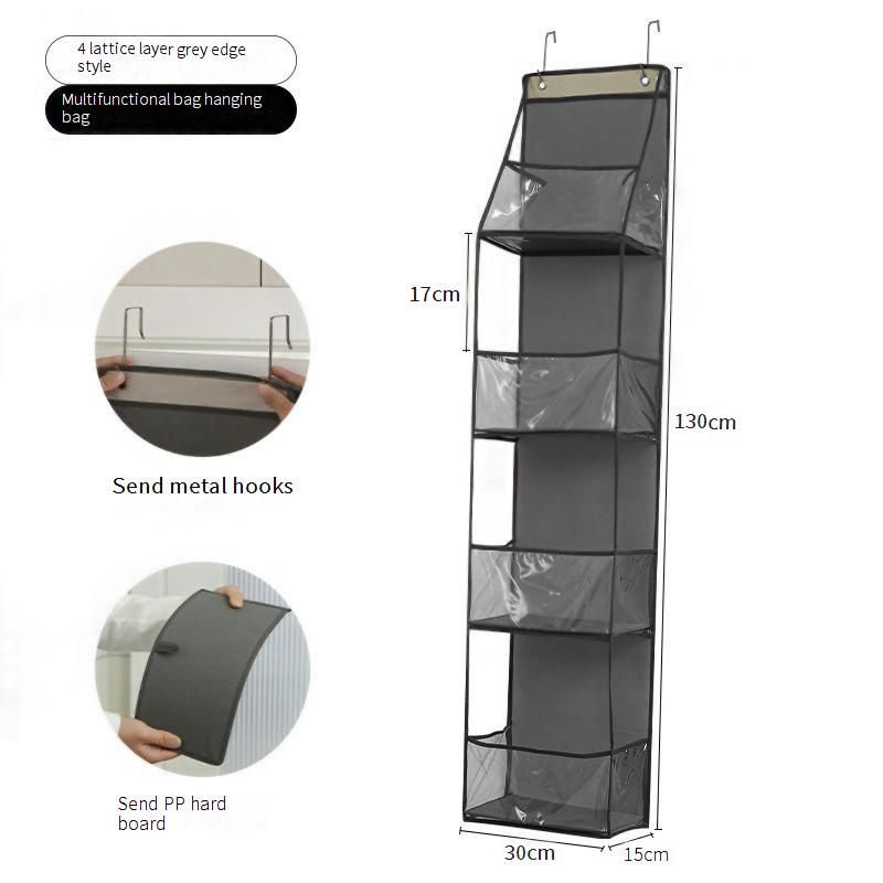 Over-The-Door Hanging Organizer - 6-Pocket Fabric Storage Bag For Bedroom/Bathroom Space Saving Wall Mount_voghion.com