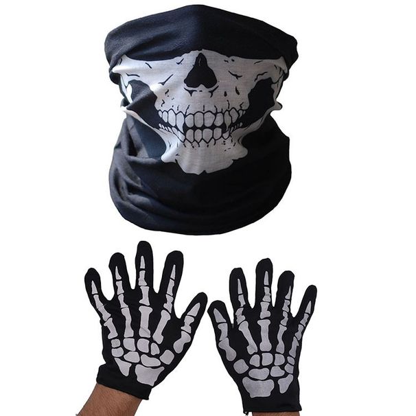 Halloween-Maske, Horror-Totenkopf-Kiefermaske, Skelett-Geister-Handschuh-Set, Show-Party-Verkleidung, neue Modelle._voghion.com