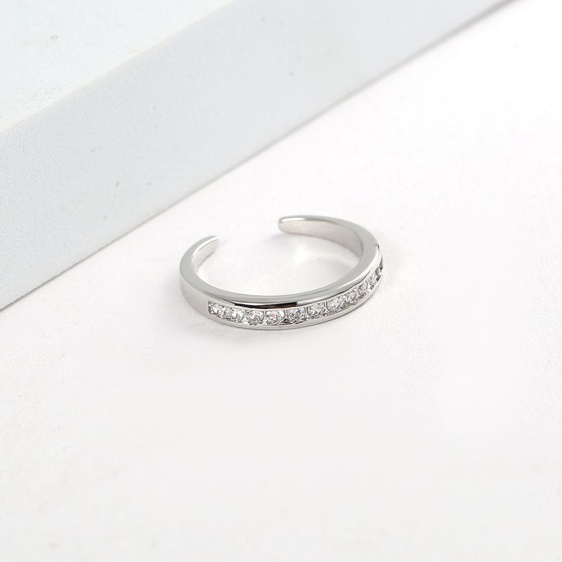 Unisex Jewelry Fashion tail ring knuckle ring inlaid with full diamond zircon single-row Diamond Micro-inlaid open ring_voghion.com
