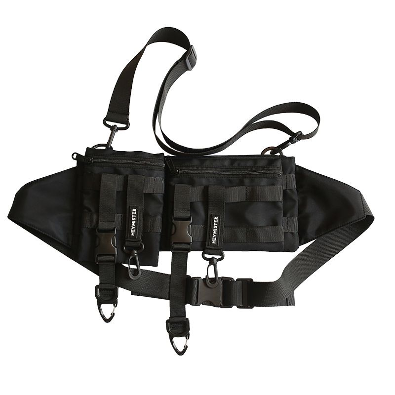 Sacs de taille fonctionnels multi-poches unisexes, sacs de poitrine tactiques détachables, pochette de téléphone Hip Hop d'extérieur, bandoulière Techwear_voghion.com