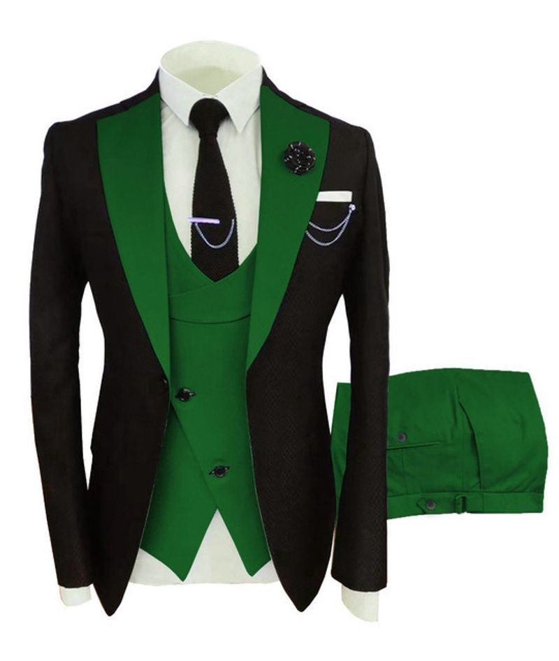Men's Business Casual Men's Three-piece Groomsman Wedding Banquet Suit_voghion.com