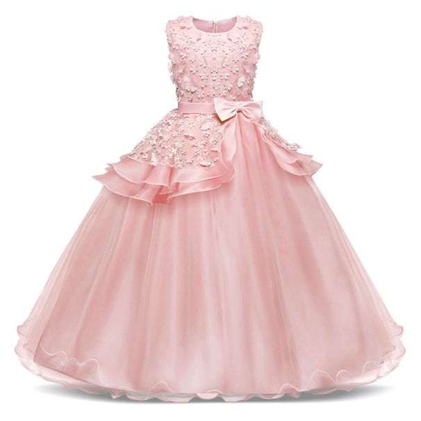 Mère et enfants vêtements pour enfants été européen et américain nouvelle robe de mariée rose robe pour enfants fille longue robe de princesse_voghion.com