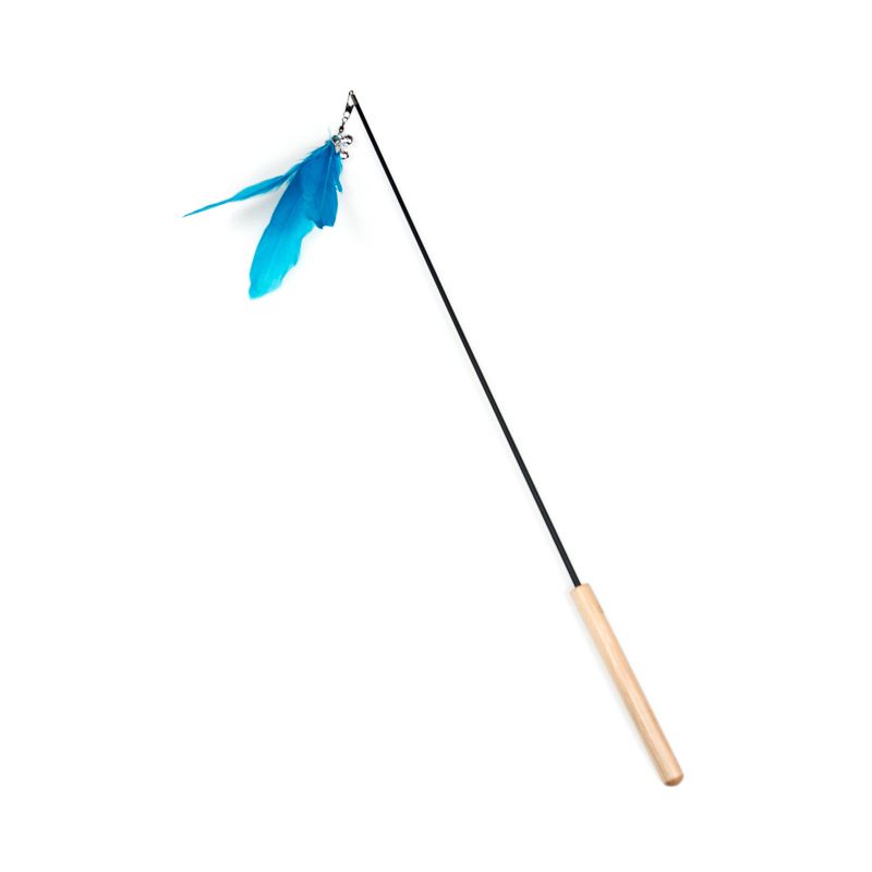 Telescopic Rod With Solid Wood Handle Feather Teasing Wand Bell Sound Cat Toy_voghion.com