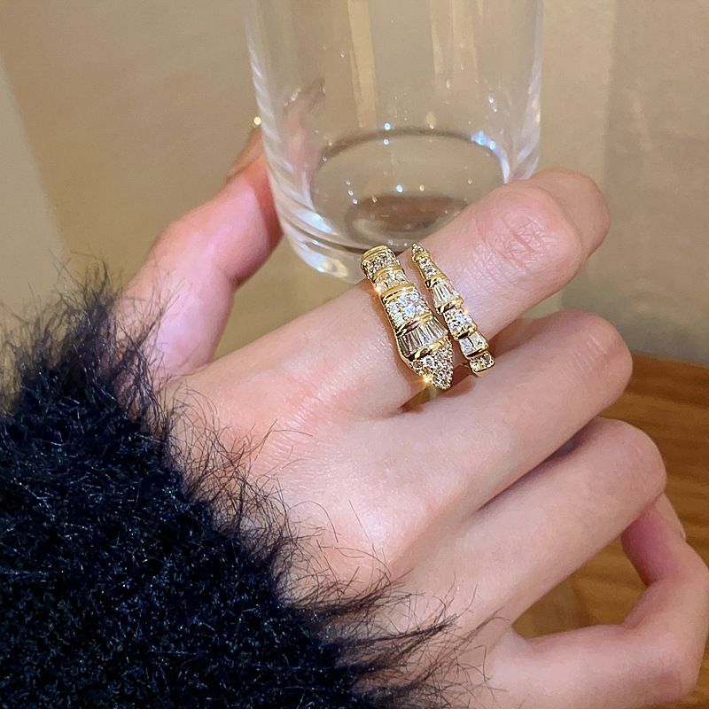 Nuovo anello regolabile aperto a forma di serpente placcato oro in rame per donna_voghion.com