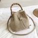 Fashionable Woven Bag Korean High-end and Versatile Bucket Bag Spring and Summer 2024 New Fabric Bag Crossbody Bag Women's Handbag_voghion.com