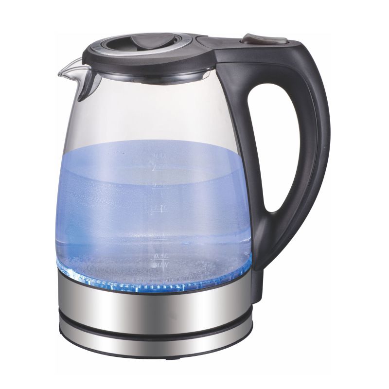 1200W Glass Electric Kettle with Stainless Steel Filter and Inner Lid - 1.7L Capacity Wide Opening, Fast Boiling, Perfect for Tea and Hot Water, Black_voghion.com