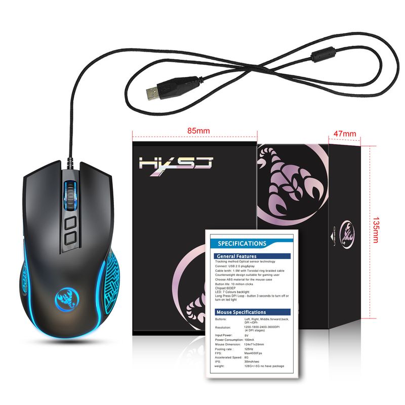 Új X100 vezetékes gamer színes fényű e-sport irodai egér, állítható, 3600 dpi_voghion.com