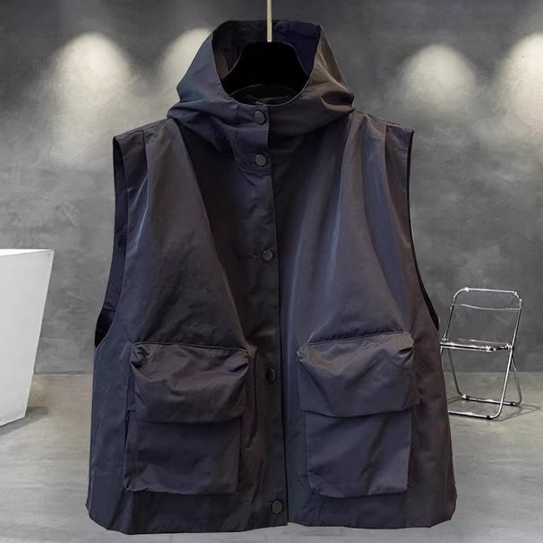 Men's Korean Style Hooded Vest Jacket – Lightweight Zipper Outerwear For Spring & Autumn_voghion.com