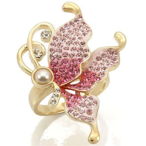 0W289 - Gold Brass Ring with Top Grade Crystal in Multi Color_voghion.com