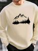 Men's Autumn And Winter Fashionable Casual Loose Mountain Graphic Printed Long Sleeved Round Neck Sweatshirt_voghion.com