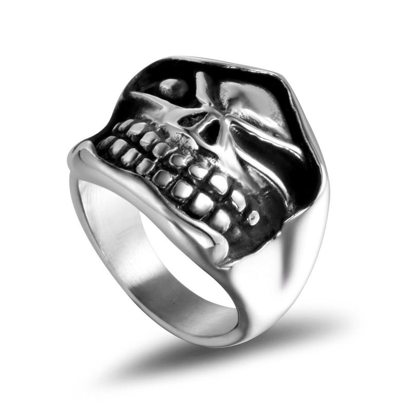 Hip-Hop Retro Punk Skull 304 Stainless Steel Polishing Men's Rings_voghion.com