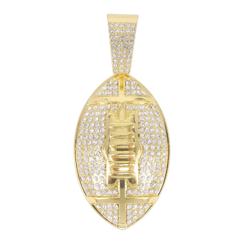 Unisex Hot Sale Rugby Shaped Metal Pendant Rap Men's Hip Hop Style Necklace Accessories_voghion.com