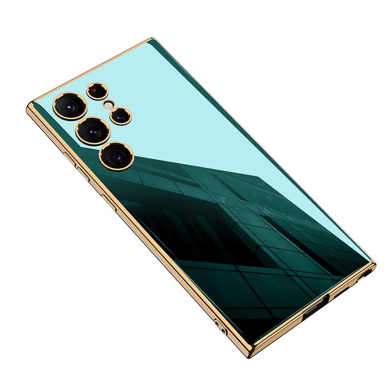 For Samsung S24 Plus Ultra Luxury Solid Color Electroplated Glossy Shock Phone Case Cover_voghion.com