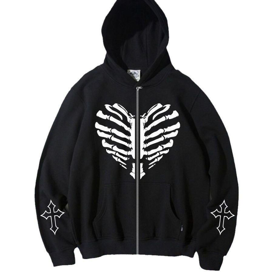 Felpa con cappuccio autunno inverno 2024 da donna Y2K con stampa in pile, giacca con cappuccio e cerniera_voghion.com