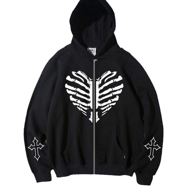 Felpa con cappuccio autunno inverno 2024 da donna Y2K con stampa in pile, giacca con cappuccio e cerniera_voghion.com