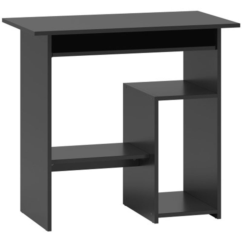 HOMCOM Computertisch, Schreibtisch Mit Offenen Fächern Und Ablageflächen, Bürotisch, Kinderschreibtisch, PC Tisch Für Büro, Arbeitszimmer, 80 X 45 X 75 Cm, Negro | Aosom_voghion.com