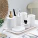 5-Piece Ceramic Bathroom Set – Minimalist Toothbrush Holder, Soap Dish & Cups For Modern Vanities (Matte White) – Stackable, Non-Slip_voghion.com