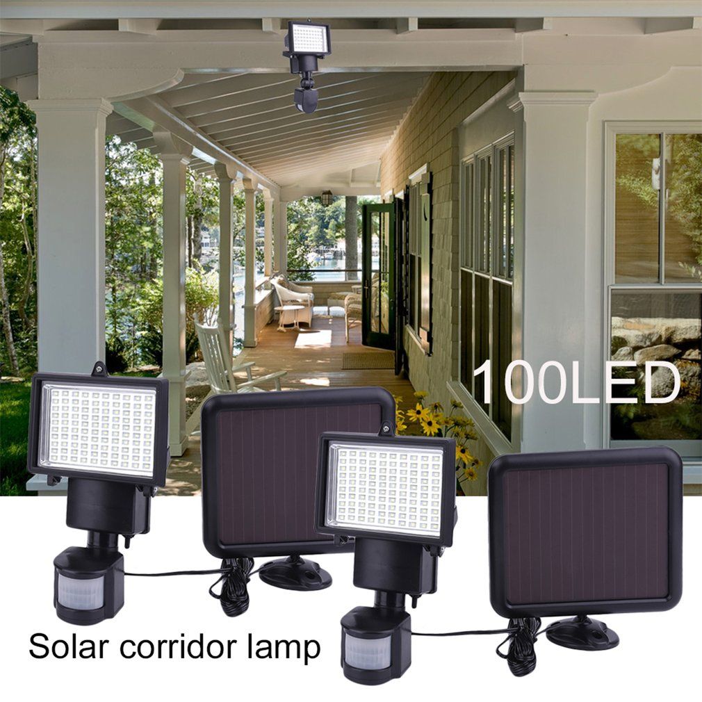 Solar Power Panel 60/100SMD High Brightness SMD LED Flood Light Motion Sensor Lamp for Outdoor Garden Street Path_voghion.com