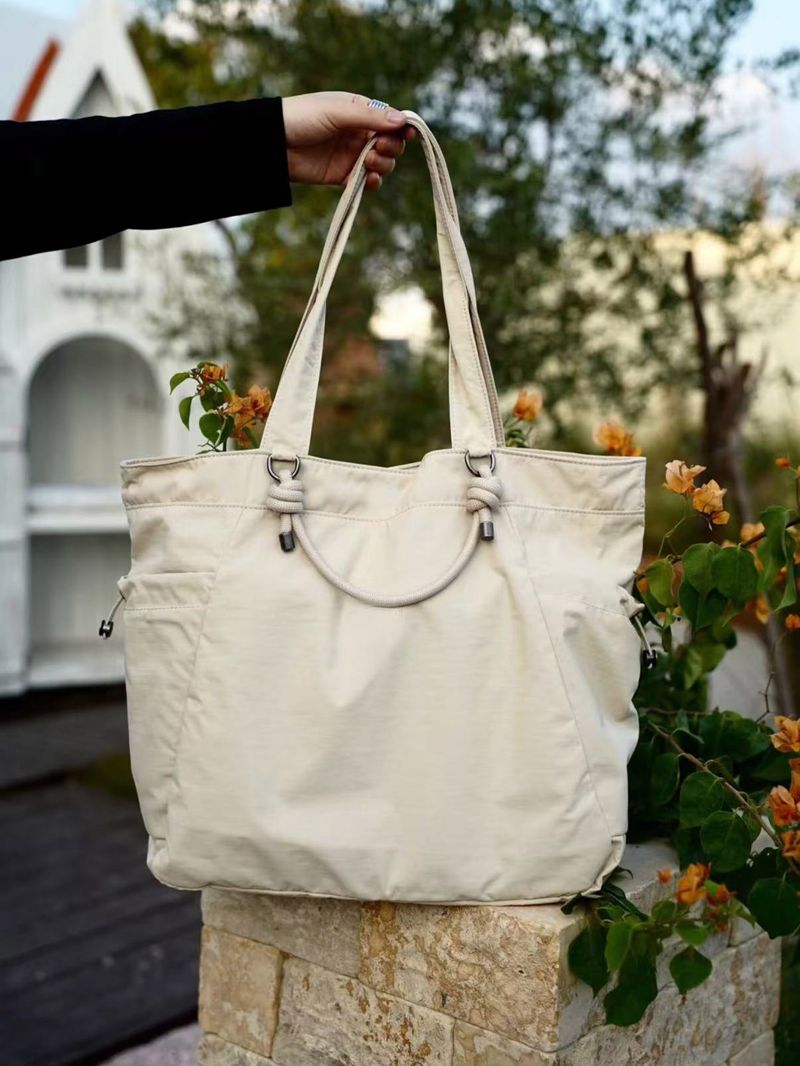 New Casual Handheld Simple Nylon Cloth Bag, Lightweight Large Capacity Shopping Shoulder Bag_voghion.com